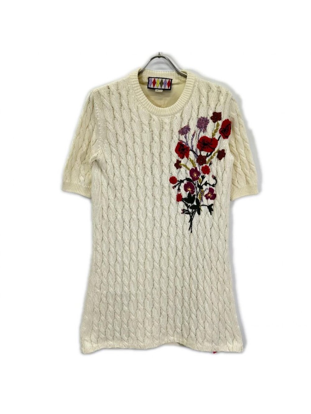 Gucci Lovelight Love Light White Cotton Embroidery Midi Knit Dress